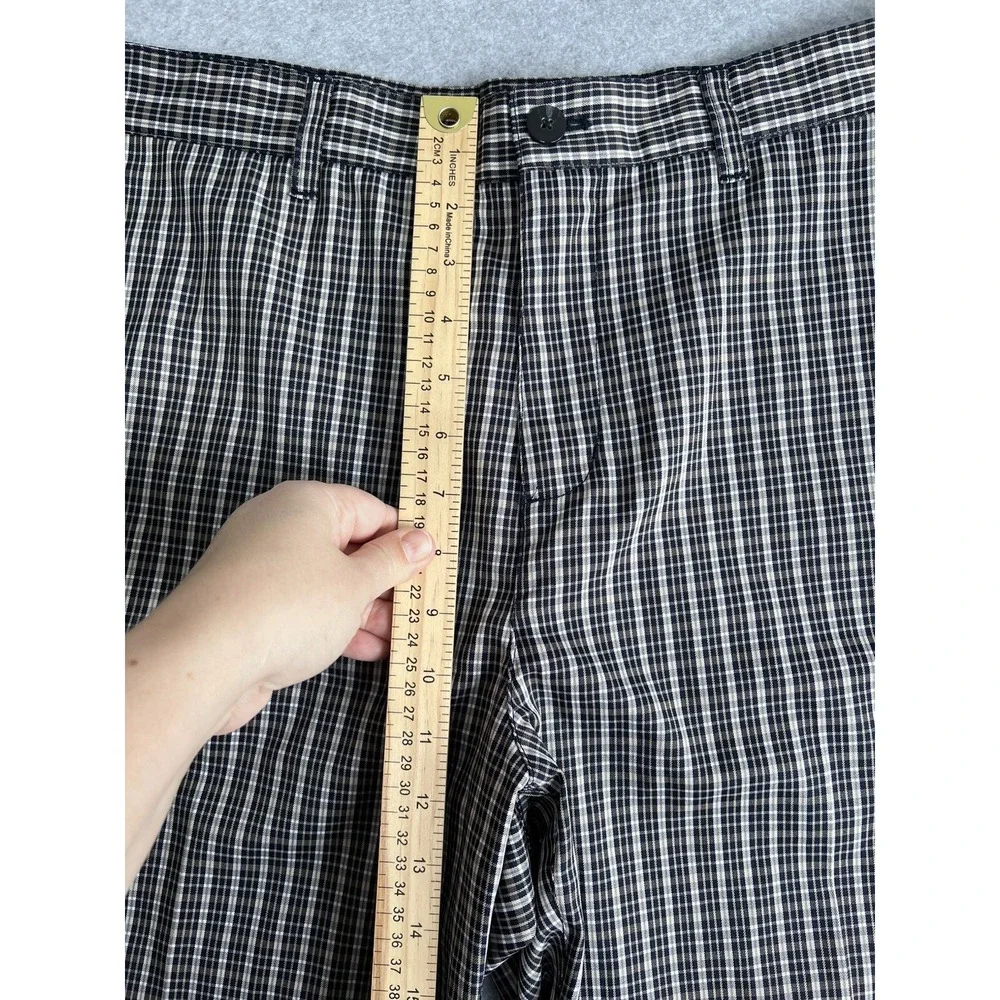 Adidas Golf Men's Lightweight Plaid Golf Shorts Size 34 Flat Front Black Khaki